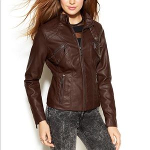 A brown pleather jacket